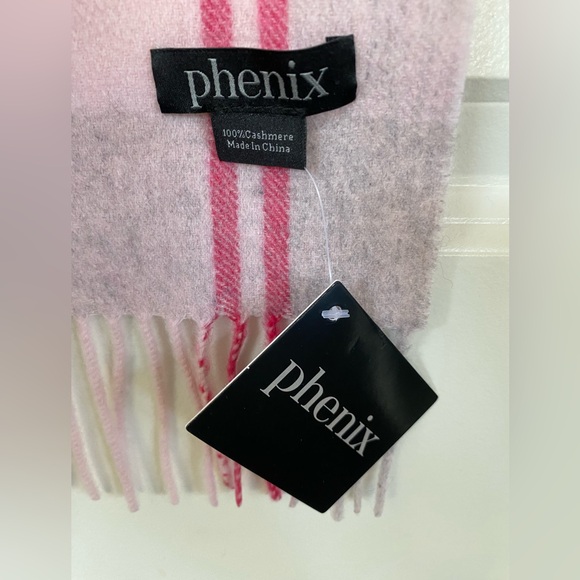 Phenix Pink and Gray Cashmere Checkered Scarf - Picture 2 of 3